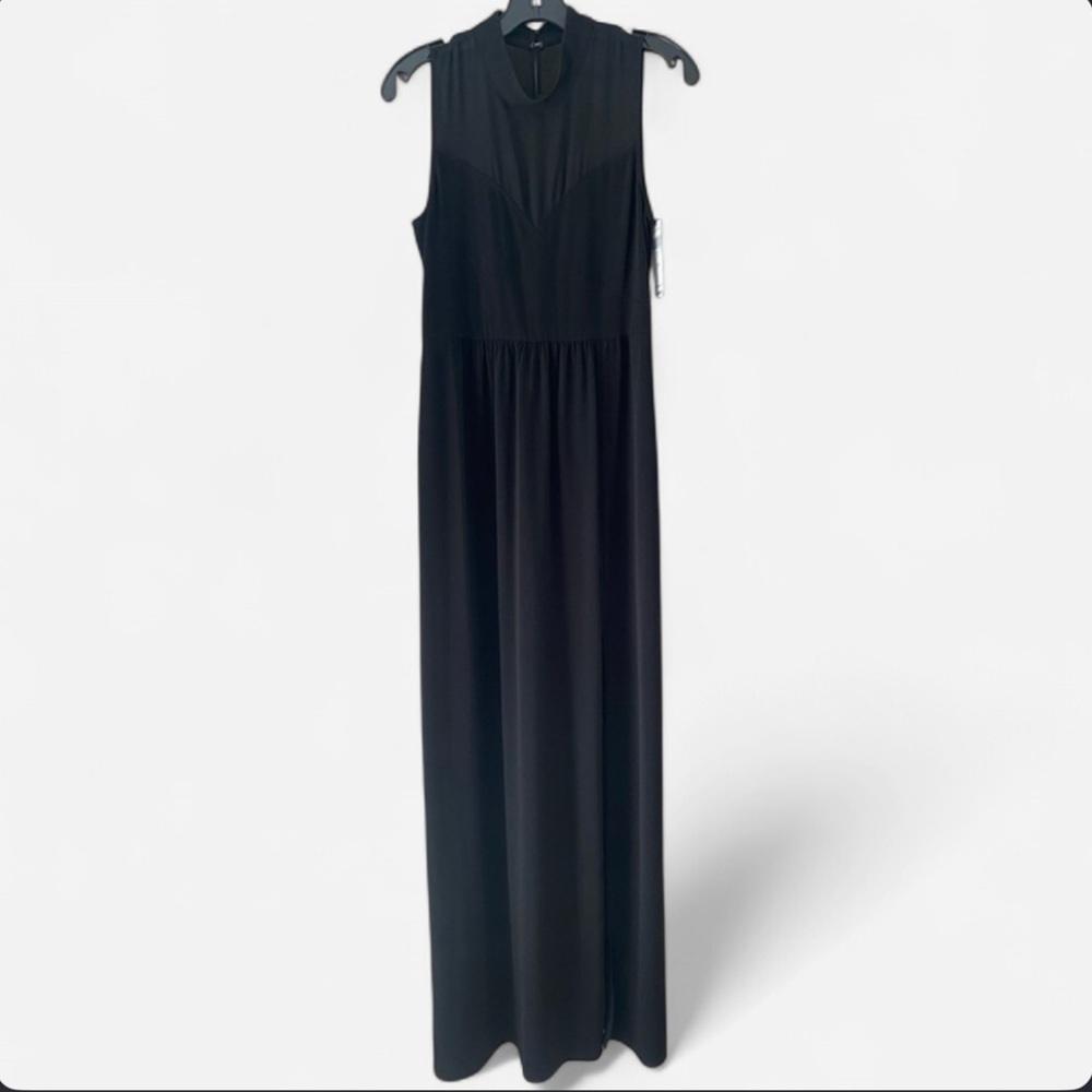 BCBGeneration Black Sleeveless Sheer Top Maxi Dress S Evening Chic